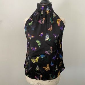 Generation Kristy Butterfly Halter Silk Blouse Sleeveless High Neck NWT $215